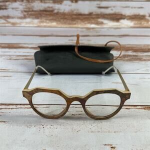 Nina Mur Adela Gold Wood and Titanium Glasses Replacement Frames Only